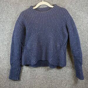 PrAna Chunky Knitted Lambswool Cedric Sweater Nautical Navy Blue Size M Women's